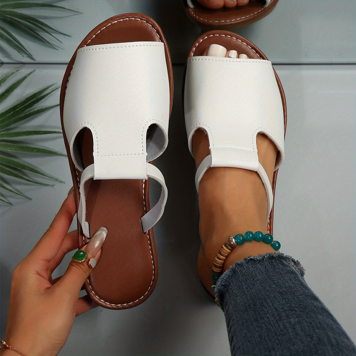 Womens Open Toe Slides