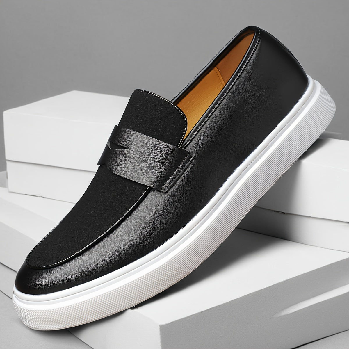 Men's Black Leather Loafers