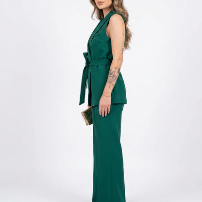 Women's Tailored Two-Piece Suit Set with Belt