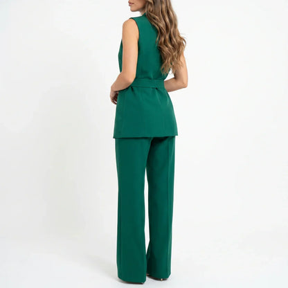 Women's Tailored Two-Piece Suit Set with Belt