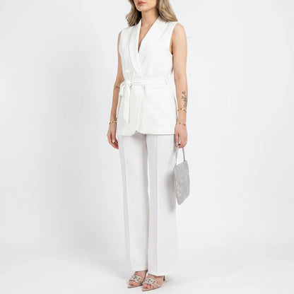 Women's Tailored Two-Piece Suit Set with Belt