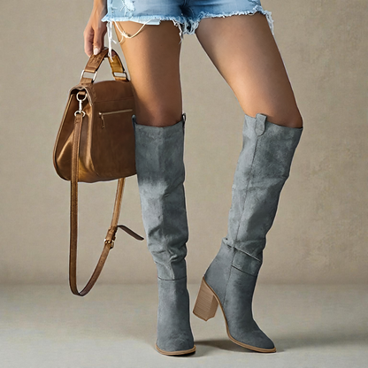 Block Heel Knee Boots