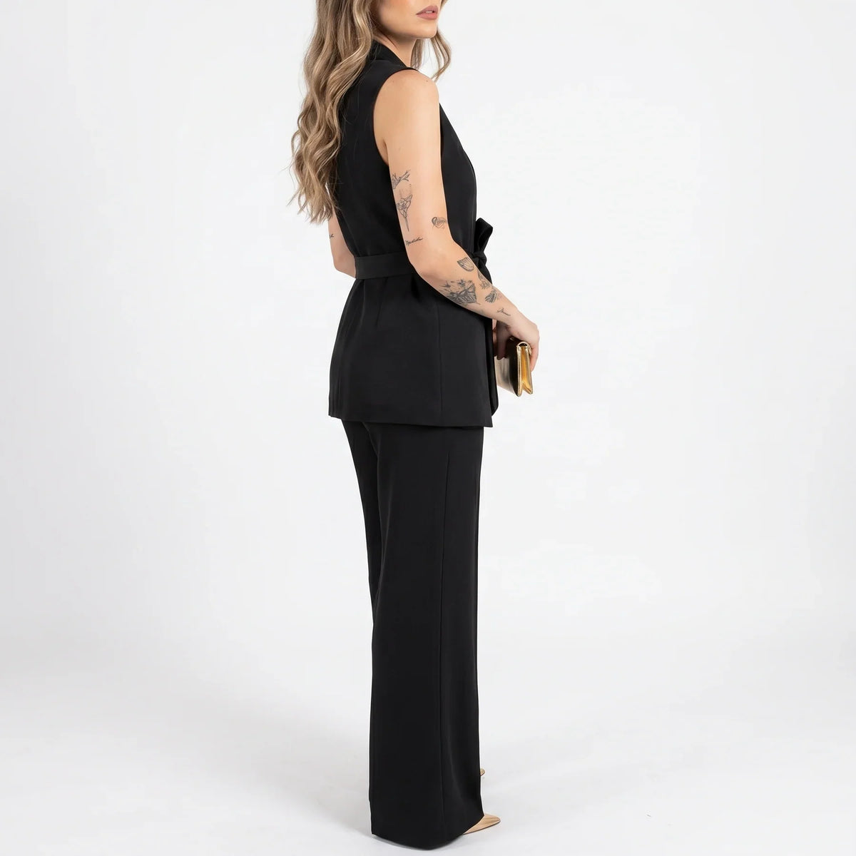 Women's Tailored Two-Piece Suit Set with Belt