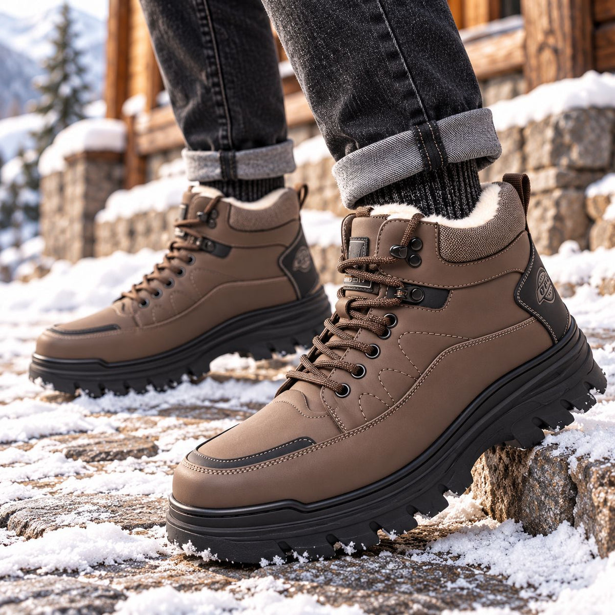 Men's Fleece Lined Leather Winter Boots