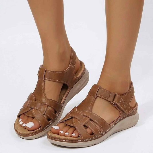 Orthopedic Leather Sandals in Vintage Style