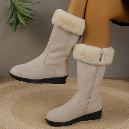 Fur-Lined Knee-High Boots
