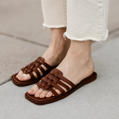 Leather Slide Sandals