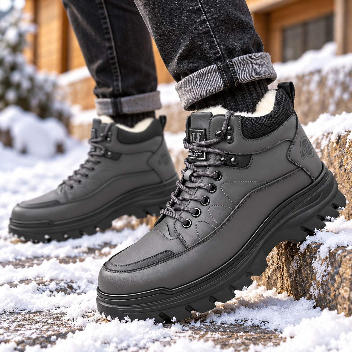 Men's Fleece Lined Leather Winter Boots