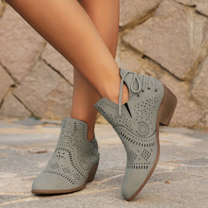 Vintage Cutout Ankle Boots