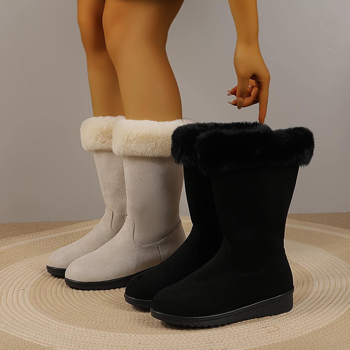 Fur-Lined Knee-High Boots