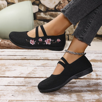 Floral Knit Ballet Flats