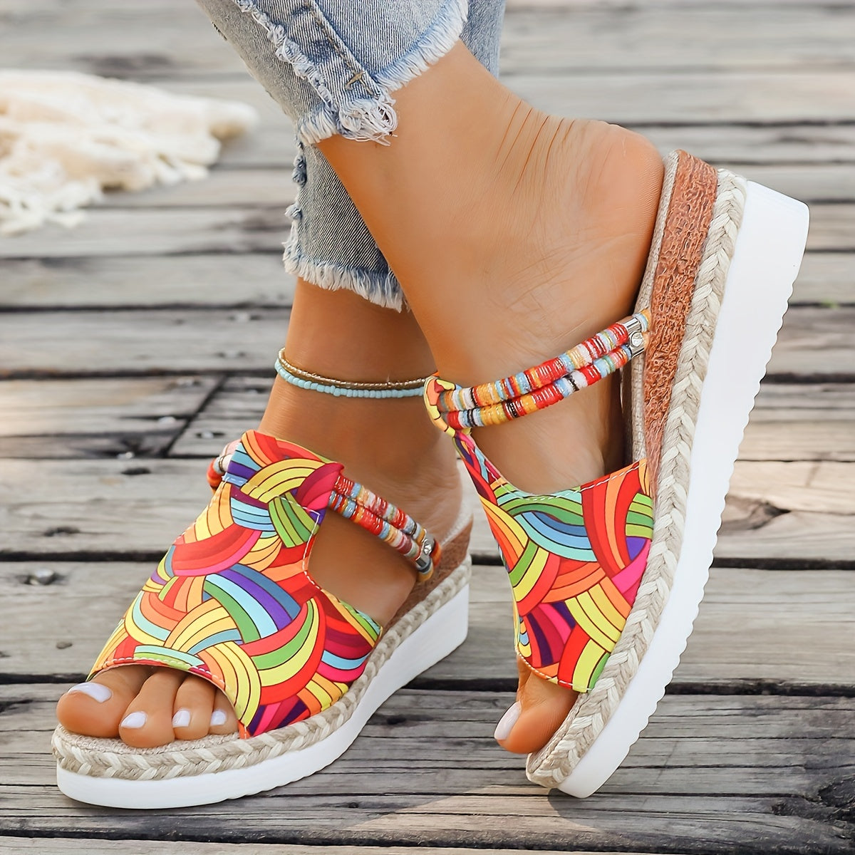 Boho Wedge Slides