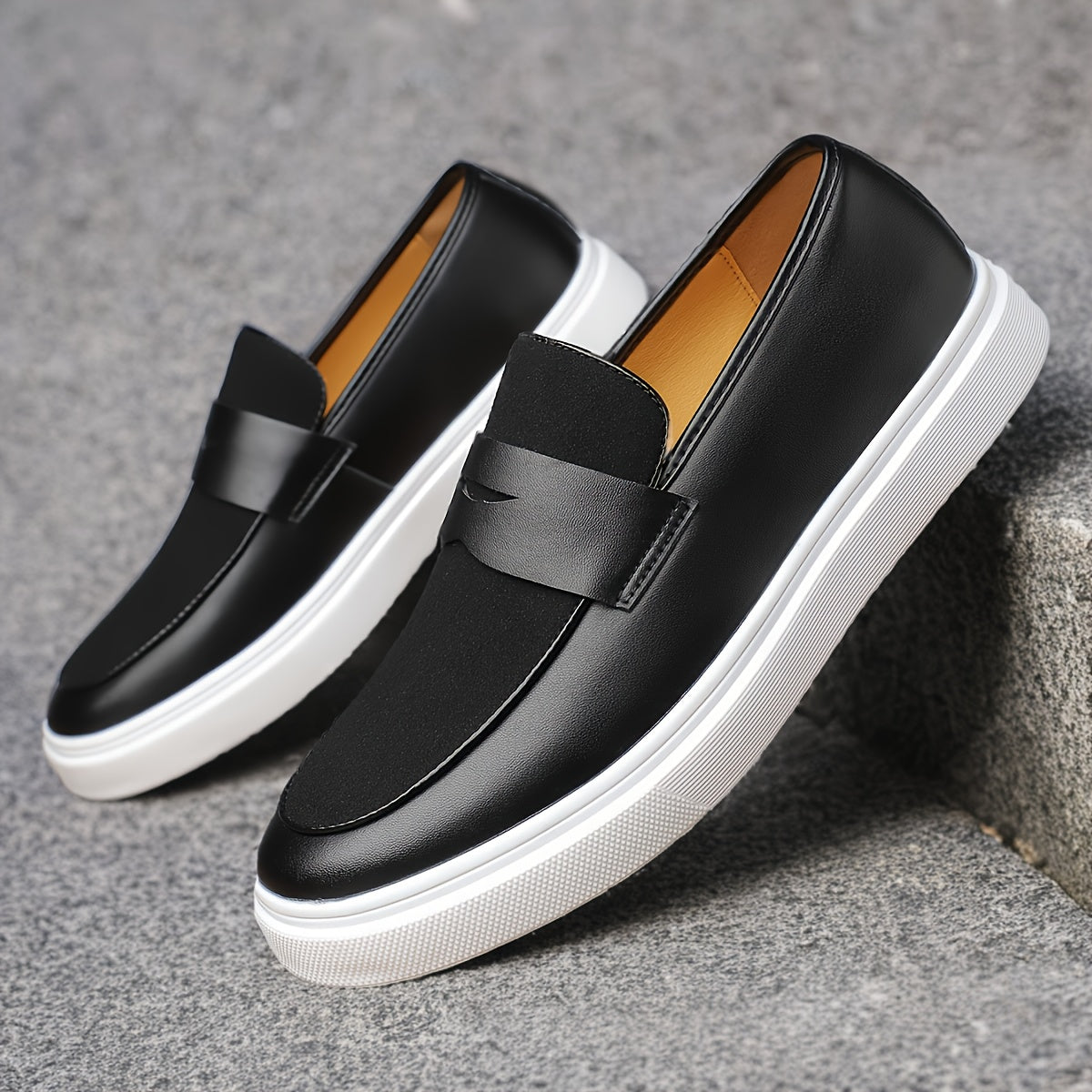 Men's Black Leather Loafers