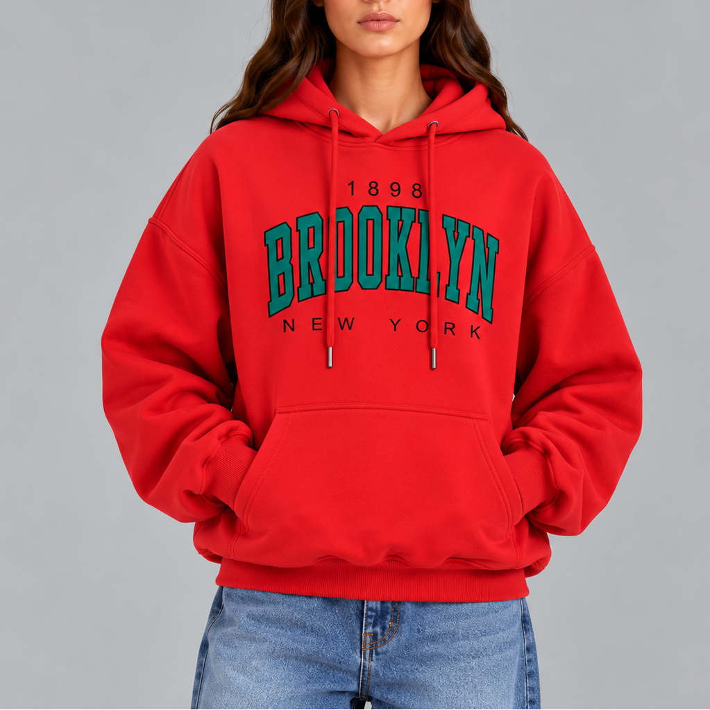 Women's  Brooklyn Oversized Hoodie – Casual Pullover Sweatshirt with Pockets
