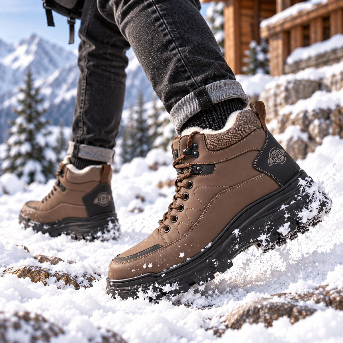 Men's Fleece Lined Leather Winter Boots