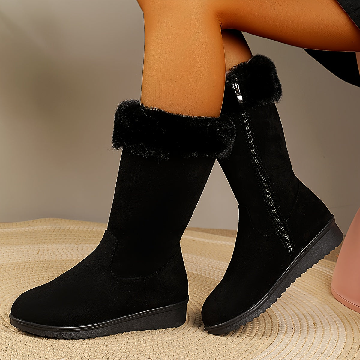 Fur-Lined Knee-High Boots