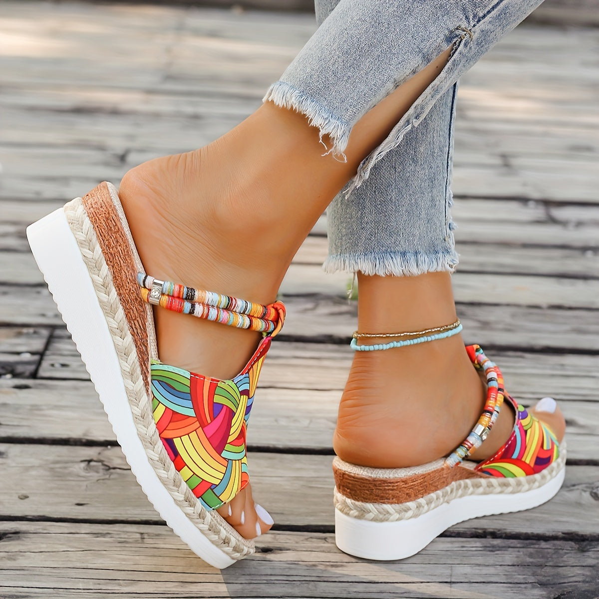 Boho Wedge Slides