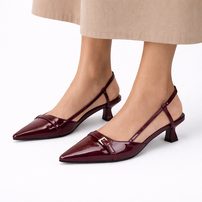 Women's Patent Slingback Heels — Elegant Pointed Toe