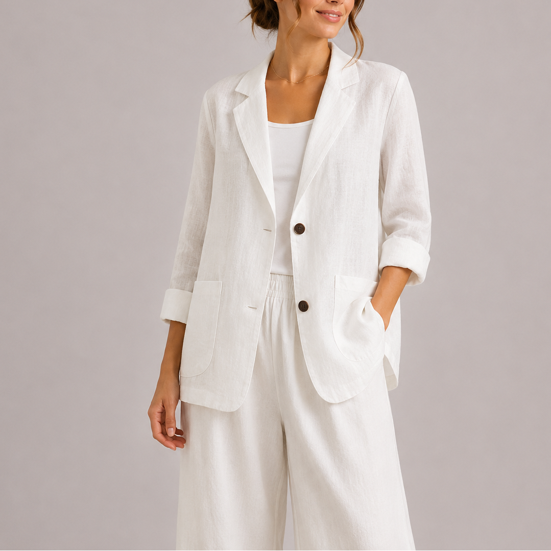 Women's Linen Blazer – Lightweight Elegant Casual Jacket