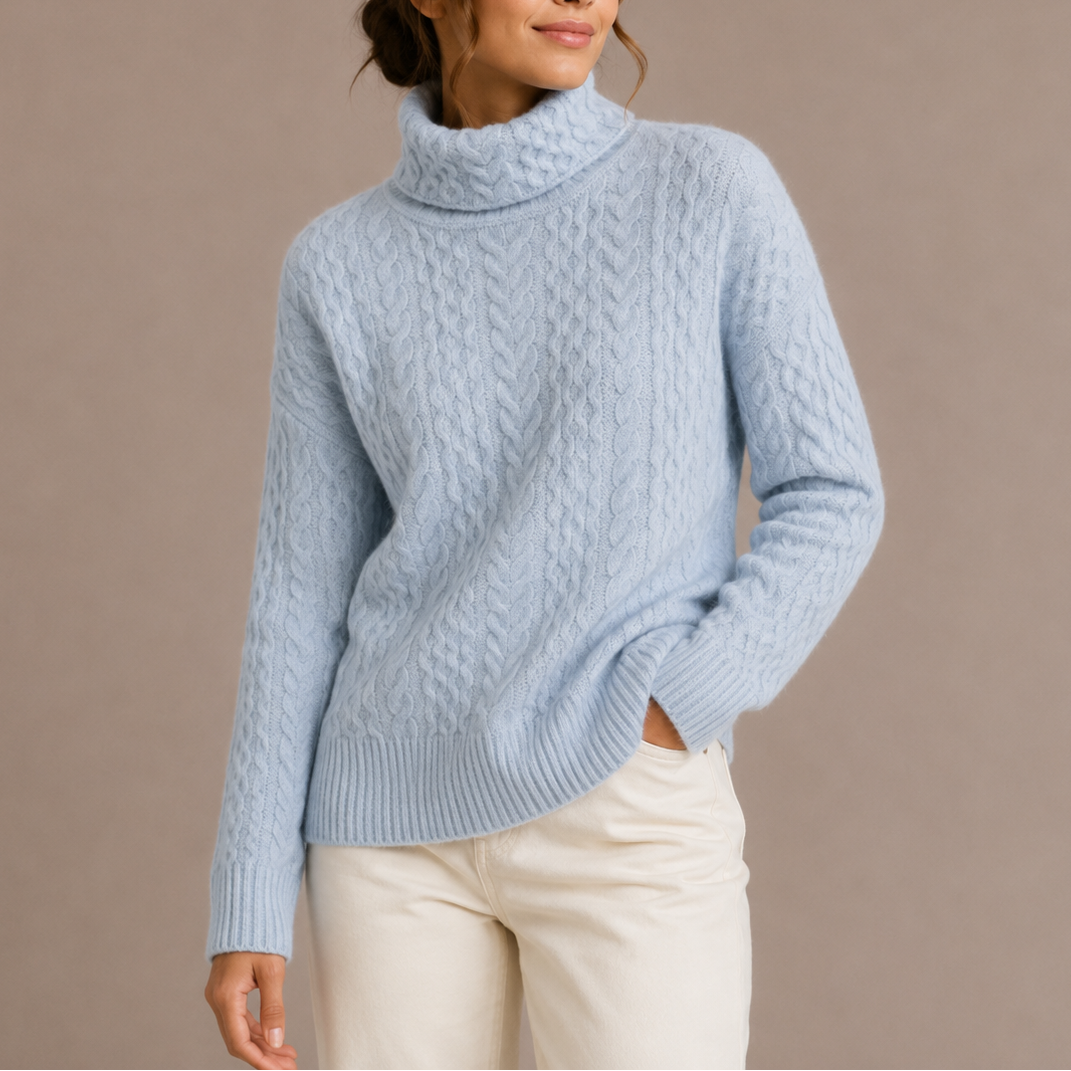 Women's Cable Knit Turtleneck Sweater – Chunky Winter Jumper