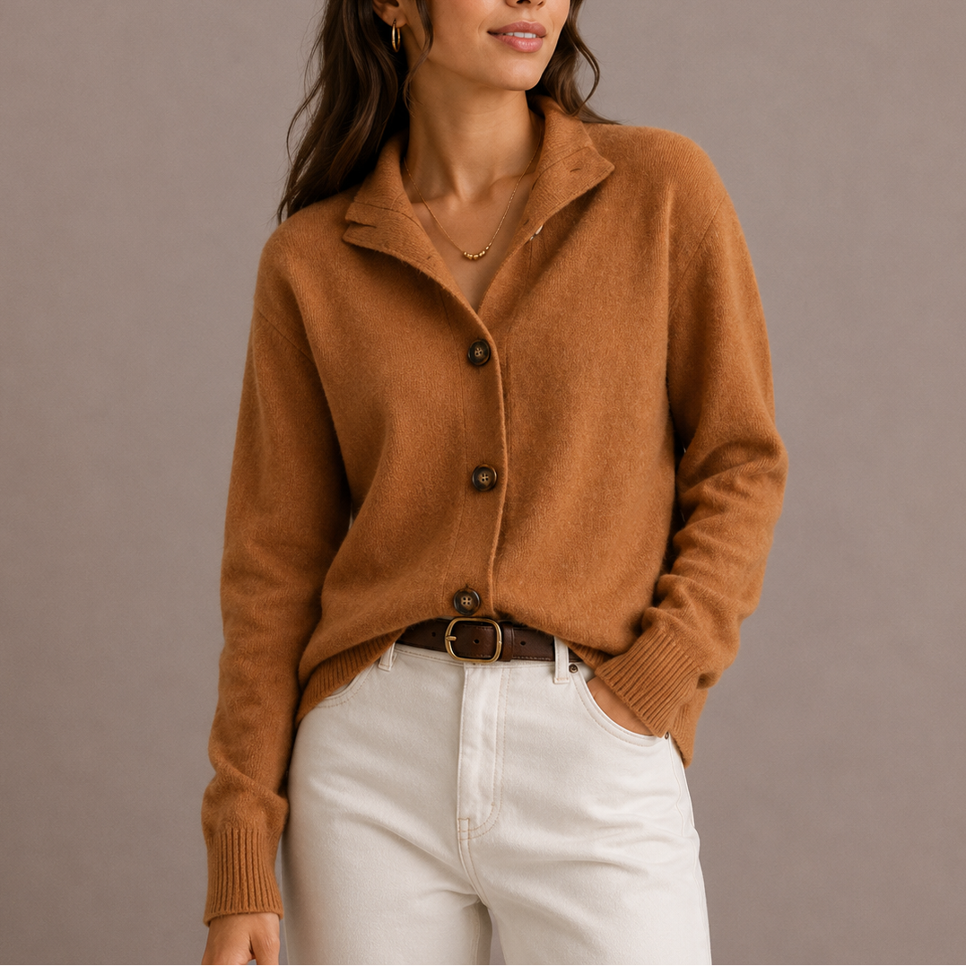 Women's Collared Knit Cardigan – Soft Button-Up Sweater