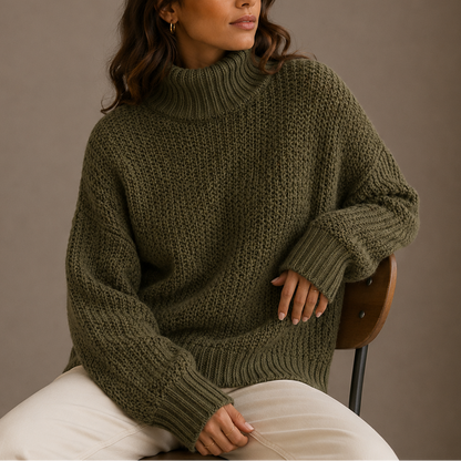 Women's Chunky Turtleneck Sweater – Oversized Knit Jumper