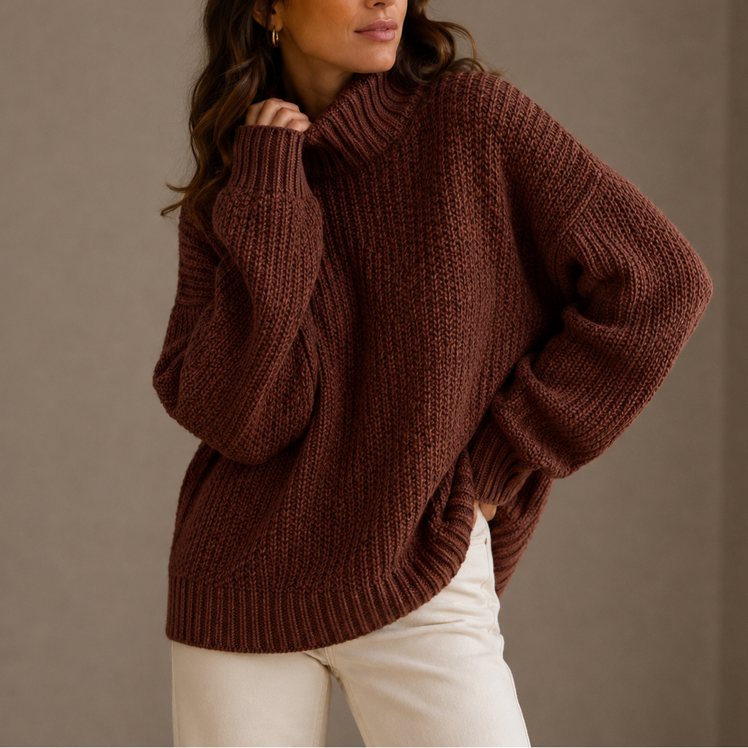 Women's Chunky Turtleneck Sweater – Oversized Knit Jumper