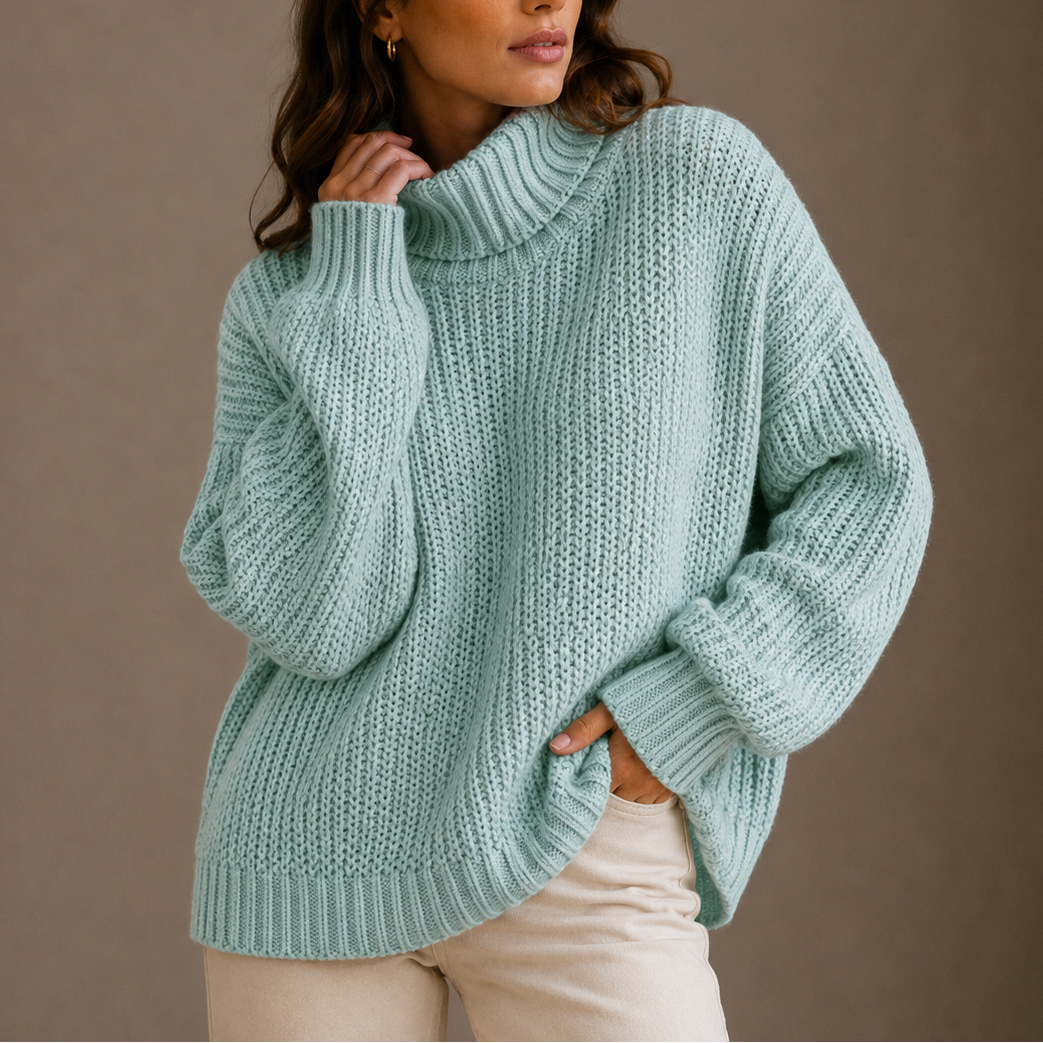 Women's Chunky Turtleneck Sweater – Oversized Knit Jumper