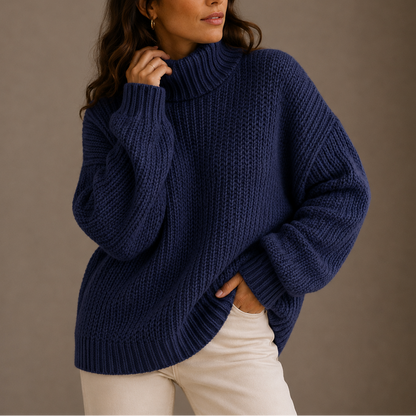 Women's Chunky Turtleneck Sweater – Oversized Knit Jumper