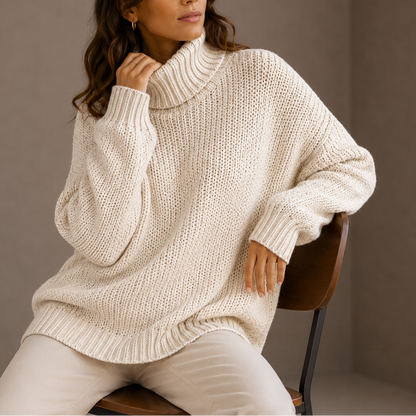 Women's Chunky Turtleneck Sweater – Oversized Knit Jumper