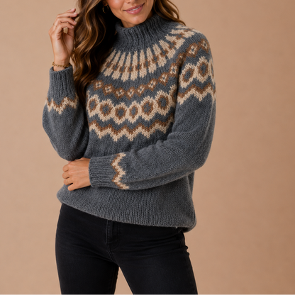 Women's Fair Isle Turtleneck Sweater – Nordic Winter Knit Jumper