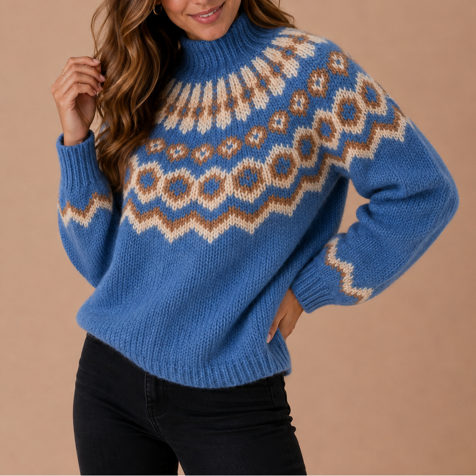 Women's Fair Isle Turtleneck Sweater – Nordic Winter Knit Jumper
