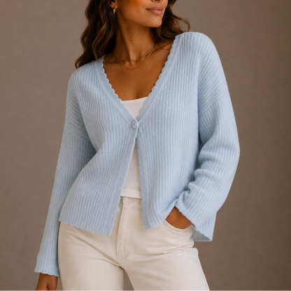 Women's Knit Cardigan – V-Neck Lightweight Button-Up Style