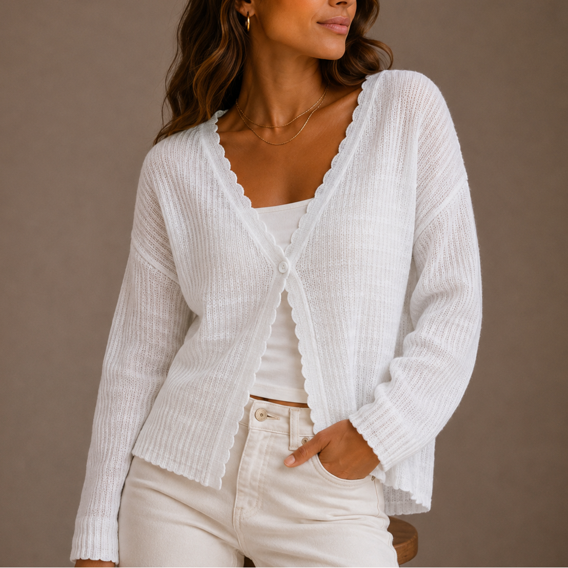 Women's Knit Cardigan – V-Neck Lightweight Button-Up Style
