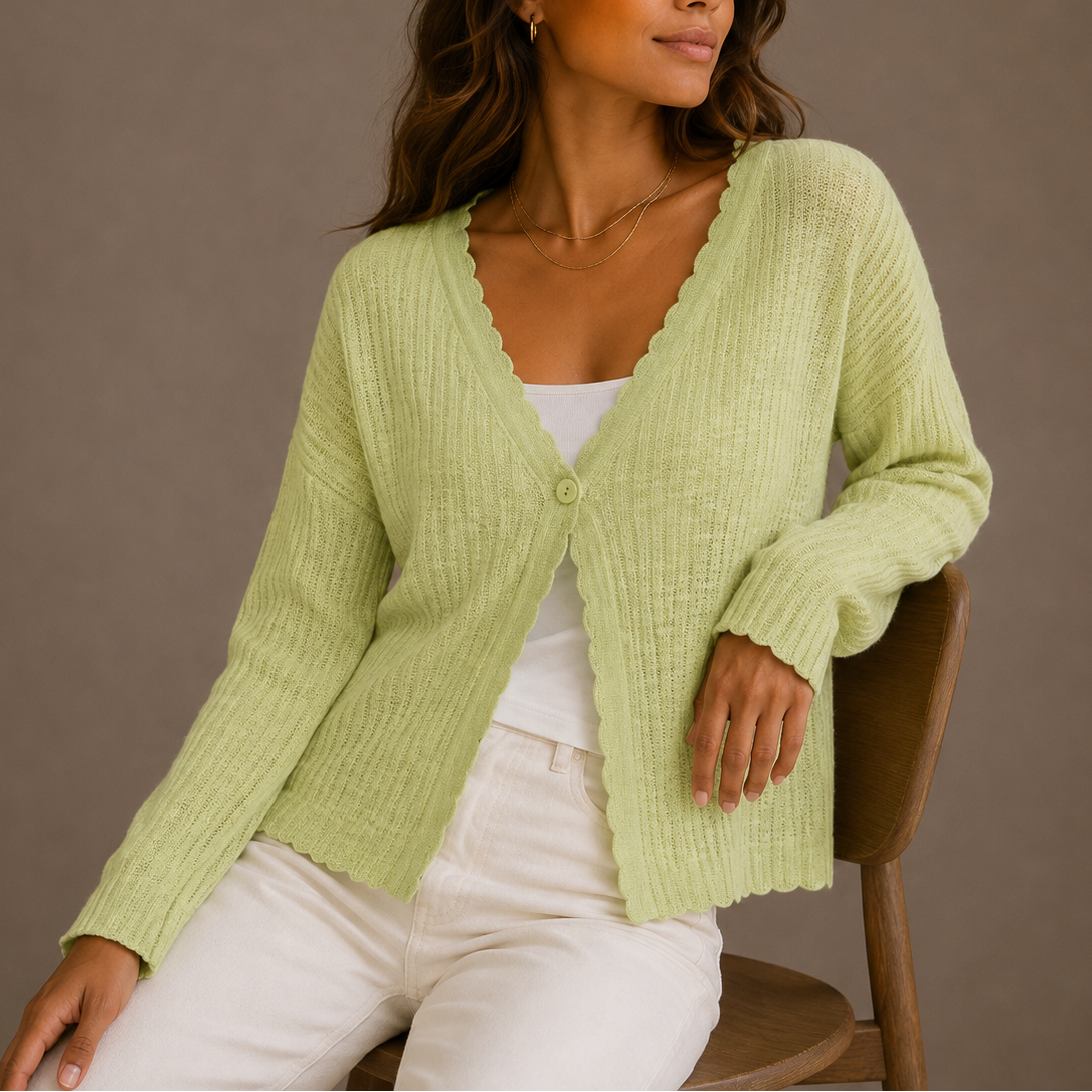 Women's Knit Cardigan – V-Neck Lightweight Button-Up Style
