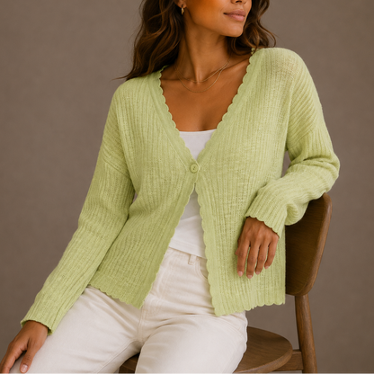 Women's Knit Cardigan – V-Neck Lightweight Button-Up Style