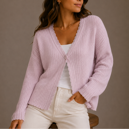 Women's Knit Cardigan – V-Neck Lightweight Button-Up Style