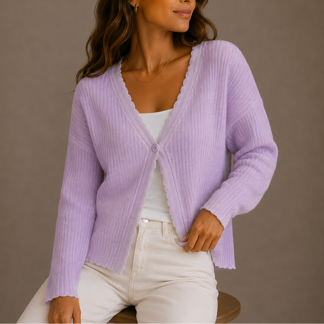 Women's Knit Cardigan – V-Neck Lightweight Button-Up Style