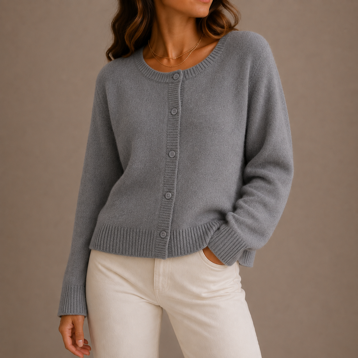 Women's Knit Cardigan – Soft Button-Up Long Sleeve Round Neck Sweater