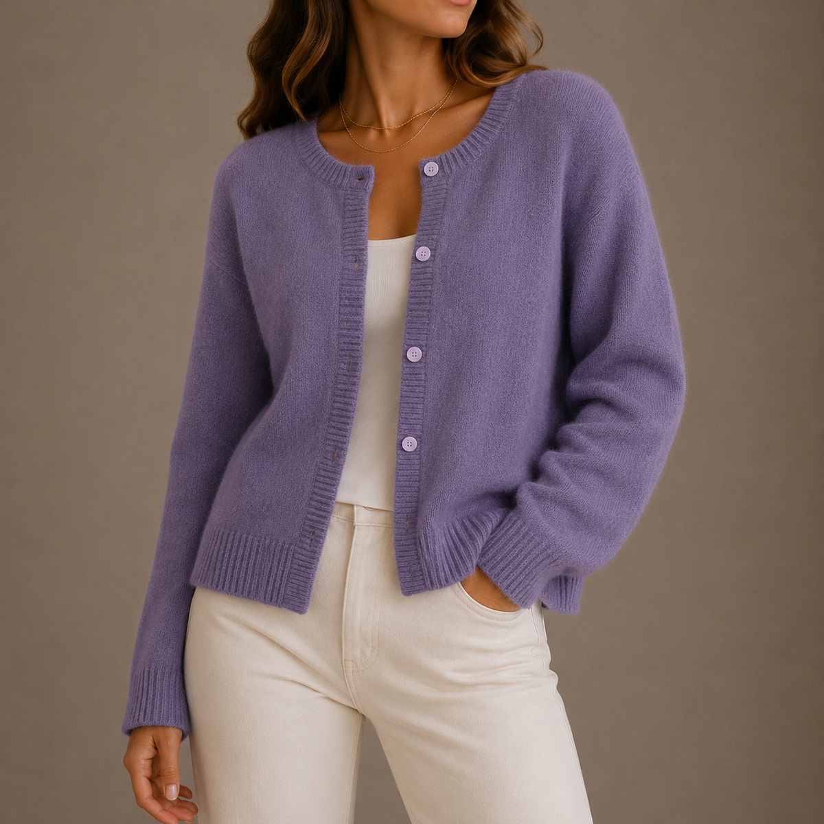 Women's Knit Cardigan – Soft Button-Up Long Sleeve Round Neck Sweater