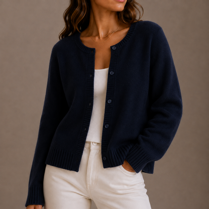 Women's Knit Cardigan – Soft Button-Up Long Sleeve Round Neck Sweater