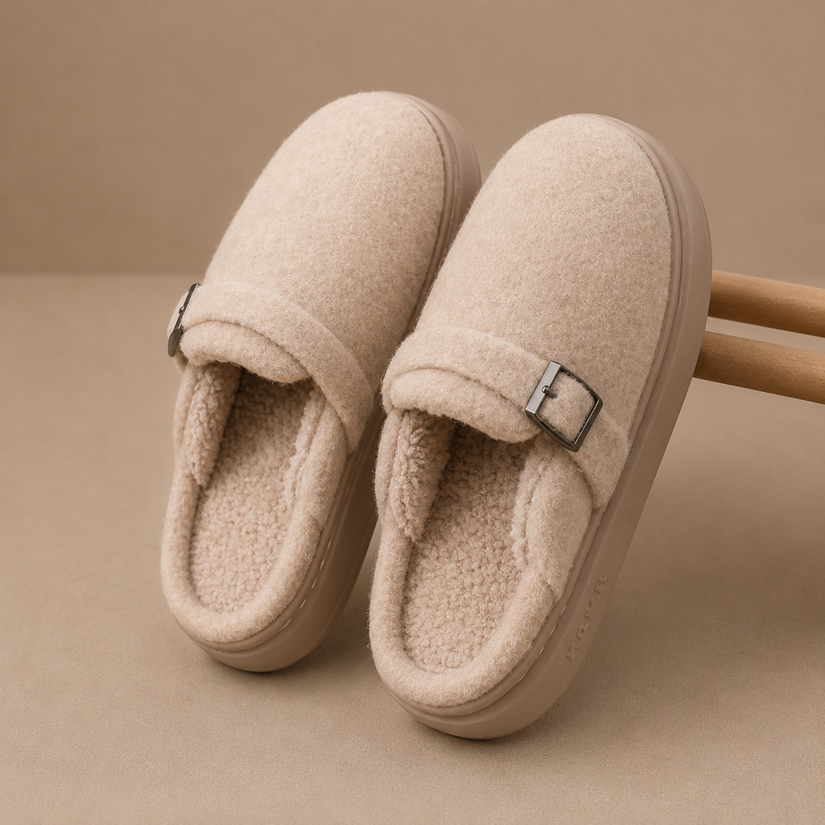 Women's Warm Fleece Slippers – Buckle Cushioned House Shoes