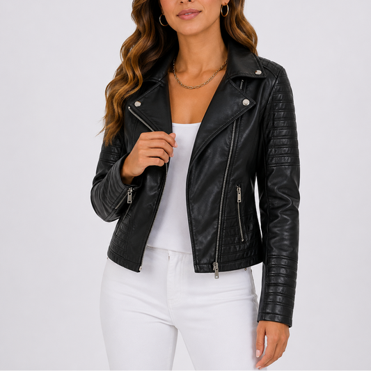 Women's Faux Leather Biker Design Jacket