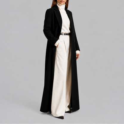 Women's Longline Double-Breasted Coat Warm Winter Overcoat