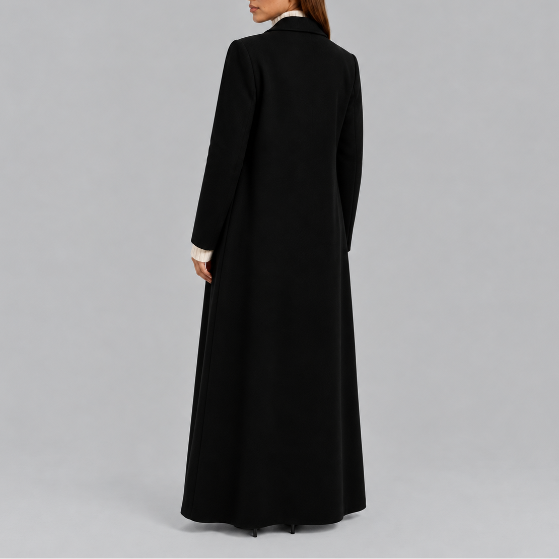 Women's Longline Double-Breasted Coat Warm Winter Overcoat
