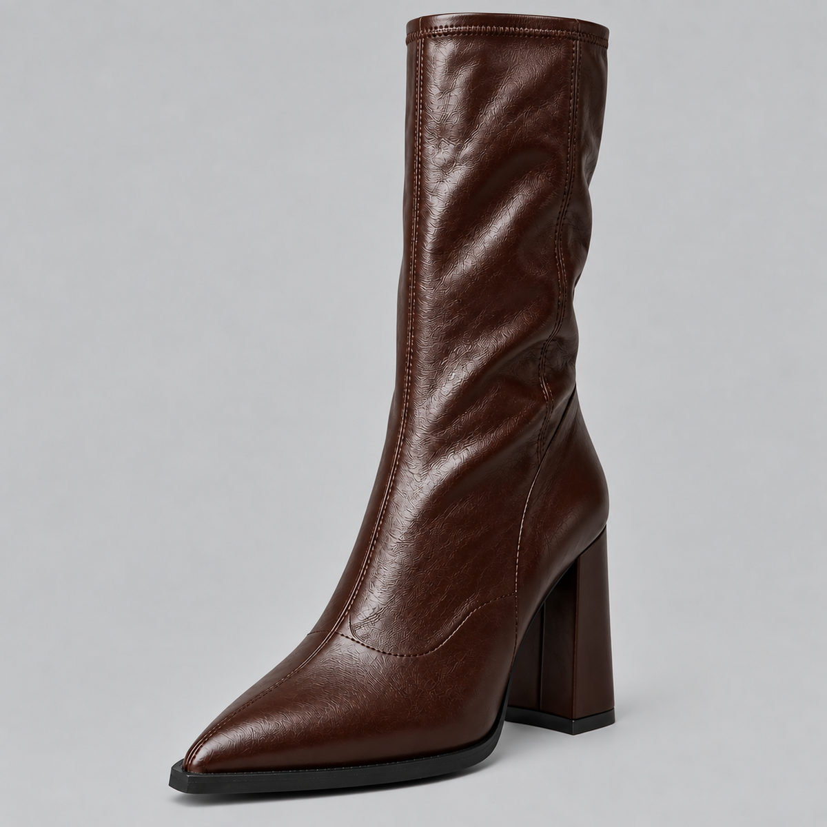 Women's Pointed Toe Knee-High Boots with Chunky Block Heel