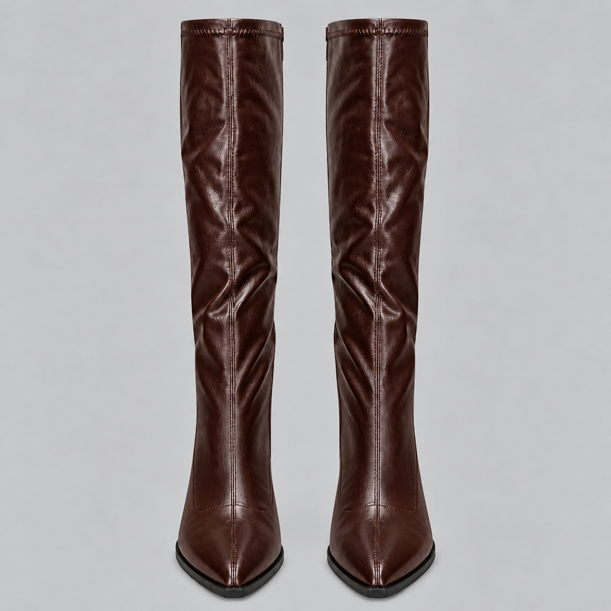 Women's Pointed Toe Knee-High Boots with Chunky Block Heel