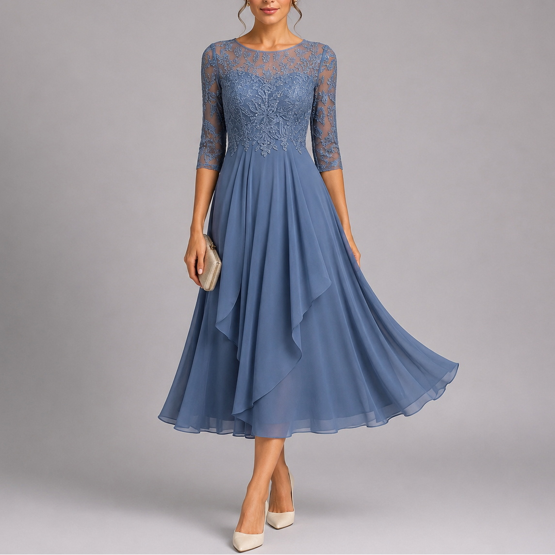 Women's Embroidered Lace Midi Dress | Wedding Guest