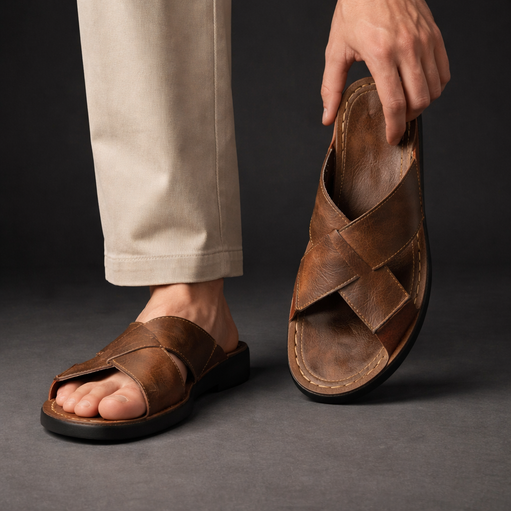 Men's Slip On Leather Sandals