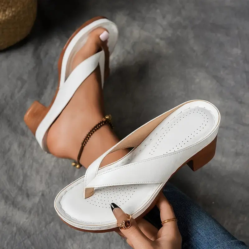 Classic Heeled Flip Flops with Block Heels
